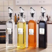 Sandarus stiklinis aliejaus butelis, automatinis dangtelis, virtuvinis prieskonių dozatorius, 500 ml modernus aliejaus ir acto ąsotis Four-piece set