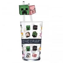 Minecraft stiklinė su šiaudeliais, 485 ml