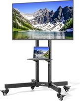 "ECOTINY" televizoriaus stovas, pritaikytas 32-85 colių plazminiams / LCD / LED televizoriams, sveriantiems iki 70 kg, mobilus televizoriaus stovas su ratukais ir dėklu, reguliuojamas televizoriaus stovo aukštis, maksimalus VESA 600 x 400 mm