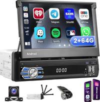 "Inefala Carplay Android 15" radijo imtuvas 1 DIN su išplečiamu 7 colių ekranu 2+64G, automobilinis radijo imtuvas su belaidžiu "Android Car Bluetooth", "Mirror Link", septynių spalvų FM FM GPS WiFi USB/AUX/SWC atbulinės eigos kamera