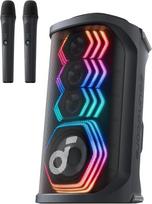 "soundcore Rave 3S Party Box" su "AI Karaoke", vakarėlių garsiakalbis su 2 belaidžiais mikrojunginiais, 200 W garsu, "AI Vocal Distance", šviesos šou, "Auracast", 12 valandų veikimo laikas, "Bluetooth" garsiakalbis, skirtas naudoti patalpose ir lauke