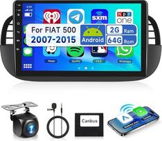 2G ir 64G 9 colių "Android" automobilinis radijas "Fiat 500" 2007-2015 m. su "Carplay" "Android" belaidžiu ryšiu, jutikliniu ekranu "Bluetooth" HiFi/RDS/FM radijas, "WiFi" navigacija/AHD atbulinės eigos kamera/CANBUS