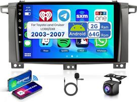2G ir 64G 9 colių "Android" automobilinis radijas "Toyota Land Cruiser LC100/GXR 2003-2006" su "Carplay" "Android" belaidžiu ryšiu, jutikliniu ekranu "Bluetooth" HiFi/RDS/FM radijas, "WiFi" navigacija/AHD atbulinės eigos kamera/CANBUS