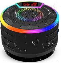 Deuomerk IPX7 vandeniui atsparus dušo garsiakalbis, nešiojamasis "Bluetooth" garsiakalbis su LED ekranu, siurbimo puodeliu, dirželiu, RGB žibintais, vakarėlių garsiakalbis namams, kelionėms lauke