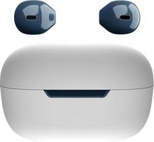 Mini Wireless Bluetooth Earphones, Small Headphones, Semi In-Ear Headset with Charging Bag, Hands-Free Kit for iPhone and Android Mobile Phones (Dark Blue)