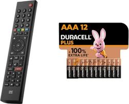 One For All Grundig TV Remote Control - Works with All Grundig TV/Smart TV - URC1915 & Duracell Plus AAA Micro Alkaline Batteries, 1.5 V LR03 MN2400, Pack of 12