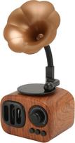Retro muzikos garsiakalbis, derliaus radijo radijas, gramofono fonografo forma, BT garsiakalbis, derliaus USB muzikos grotuvas su medžio tekstūra namams, vakarėliui, biurui