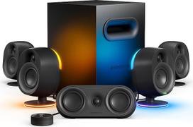 SteelSeries Arena 9 - 5.1 Gaming Speakers - 5.1 USB Surround Sound - Wireless Rear Speakers, 2-Way Speaker Design, Subwoofer - Reactive RGB - USB, BT - PC, Black