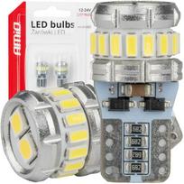 LED lemputės Canbus T10 W5W 16SMD 2SMD 3014 3030 baltos 12V 24V amio-04260