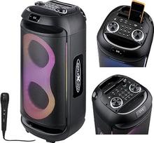 "REFLEXION PSX40BT" mobilioji "Bluetooth" vakarėlių kolonėlė, DJ, karaokė, 500 W, FM PLL stereofoninis radijas, diskotekų apšvietimas su režimo pasirinkimu, mikrofonas, ličio baterija
