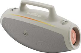 "Skullcandy Barrel Wireless Portable Boombox Party Bluetooth" garsiakalbis, atsparus vandeniui (IPX5), 12 valandų veikianti baterija, belaidis stereofoninis garsiakalbis su LED šviesos šou ir dirželiu, kreminės spalvos
