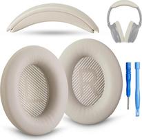 AHG Accessory House Global Pakaitiniai QC ausų pagalvėlės ir galvos juostos pagalvėlės, suderinamos su "Bose QuietComfort" (2023) QC45 QCSE QC35 II belaidėmis triukšmą slopinančiomis ausinėmis (baltas dūmas) Lengvai pasidaryk pats