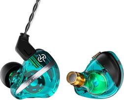 CCZ DC01 PRO "HiFi In-Ear Monitor" ausinės, galinga žemų dažnių diafragma, laidinės žaidimų ausinės su tikru 0 latentinio ryšio kabeliu, HD mikrofonu, skirtos skambinti muzikai ir žaisti (žalios, be mikrofono)