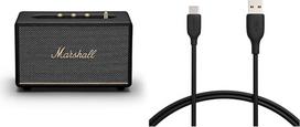 Marshall Acton III Wireless Bluetooth Speaker - Black & Amazon Basics Fast Charging Cable, USB-C to USB-A 2.0, 480Mbps
