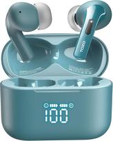 TOZO T20 Headphones Wireless Bluetooth 5.3 Bluetooth Headphones IPX8 Waterproof In-Ear Earphones with LED Display, App Control, 48.5 Hours Battery Life, Dual Mic Noise Cancelling Headphones - Green
