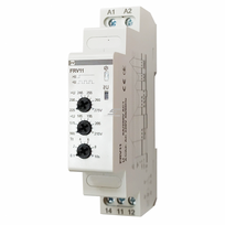 Vienos fazės įtampos kontrolės relė, uždelsimas 0.1-10 s. 150-275V AC, 50/60 Hz