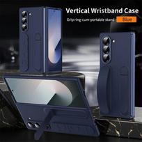 Kokybiškas apyrankės tipo dėklas su nematomu laikikliu Samsung Galaxy Z Fold 7 6 5 4 3 telefonams, rankinis riešo dirželis, sulankstomas stovas, skysto silikono danga, odos pojūčio galinis dangtelis For Samsung Z Fold 6