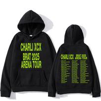 Charli XCX Džemperiai Charli Xcx Brat 2025 Arenos turo drabužiai Moterims Vyrams Hip Hop Grafinis Gatvės stiliaus Ilgomis rankovėmis Su gobtuvu Puloveris XS juoda