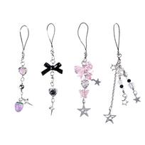4 Units Stylish Phone Pendant Cool Card Chain Phone Charm Set Sweet Bag Pendant Cool Phone Chain Suitable for Bag Phone