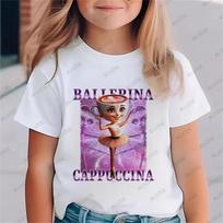 Cappuccina Balerina Juokingas Itališkas Smegenų Puvinio Memas Medvilniniai Vaikų Marškinėliai Vasariniai Sportiniai Marškinėliai Berniukams Mergaitėms Drabužiai Kasdieniai Vaikų Viršūnės 110