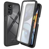 Kristalinis dėklas 360 Apsauga Funda skirtas Motorola Moto E14 G54 Power G84 G14 G23 G13 G32 G42 G24 G04 54 53 J Y G22 G52 G82 Buferis Capa Moto G14&Case and PET Film juoda