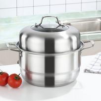 Nerūdijančio plieno garpuodis, sustorintas puodas su dangčiu, skirtas virtuvės gaminimui 28cm-double steamer