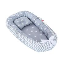 Baby Nest Lova su pagalve Nešiojama vaikiška kelioninė lova, medvilninis lopšys naujagimiui Wavy gray crown hdj