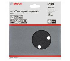 Bosch šlifavimo popierius F355, 150 mm, 80 grūdėtumas, 5 vnt.