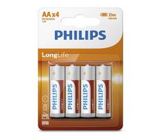 Philips R6L4B/10 - 4 vnt. AA cinko-chlorido baterijos LONGLIFE 1,5V 900mAh