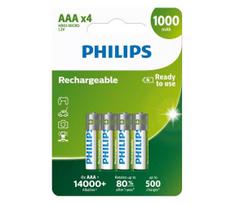 Philips R03B4RTU10/10 – 4 vnt. AAA NiMH įkraunamos baterijos 1,2V/1000 mAh