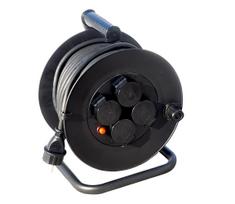 Solight PB33 - Juostinis kabelis 25m juodas IP44 ant ritės