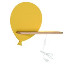 Vaikiškas LED sieninis šviestuvas BALLOON su lentynėle, 4W, geltonas/medis