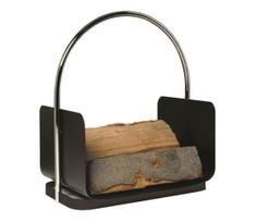 Metalinis juodos spalvos medienos krepšys su rankena 50x41 cm