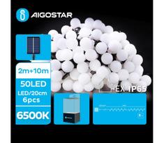 Aigostar - LED saulės dekoratyvinė girlianda 50 LED, 8 funkcijos, 12 m, IP65, ša