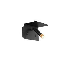 Sieninis taškinis šviestuvas su lentynėle ir USB 1xG9/35W juoda/auksinė