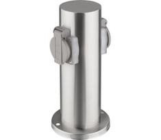 Solight PG10 - Lauko lizdų stulpelis 2Z 230V IP44 matinė chromo apdaila apvalus