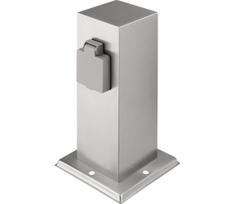 Solight PG11 - Lauko lizdų stulpelis 2Z 230V IP44 matinė chromo spalva, kampuota