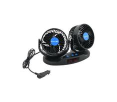 Automobilinis ventiliatorius su termometru 9W/12V, juodas