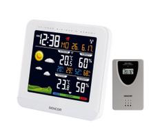 Sencor - Orų stotis su spalvotu LCD ir žadintuvu, 3xAAA + 2xAAA, balta