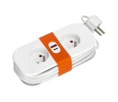 Prailginimo laidas 2 lizdai + 2x USB, 1,4 m, baltas