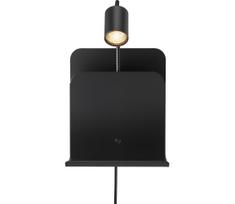 Nordlux - Sieninis šviestuvas su lentyna ir USB ROOMI 1xGU10/8W/230V juodas
