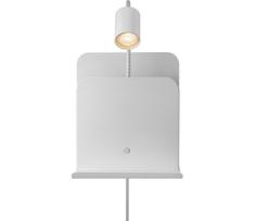 Nordlux - Sieninis šviestuvas su lentynėle ir USB ROOMI 1xGU10/8W/230V baltas