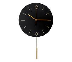 Sieninis laikrodis su svyru pr. 30 cm, 1xAA, juoda/auksinė