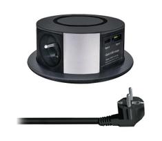 Solight PP120CW-PD20-B stalo stulpelis su Qi, 3x230V, USB-A, USB-C