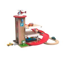 2Kids Toys – Medinė garažas su traukinių bėgiais