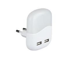 LED naktinė lempa su aušros jutikliu, 2xUSB, 0,45W, 230V, 4000K