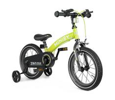 QPlay - Vaikiškas 14" MINIBY 3in1 dviratis, žalias