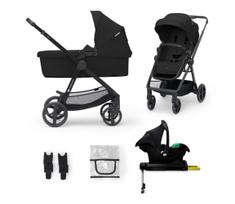 KINDERKRAFT NEWLY Classic 4in1 vežimėlis juodas + MINK PRO autokėdutė