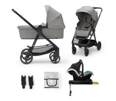KINDERKRAFT NEWLY Classic pilkas 4in1 vežimėlis + MINK PRO autokėdutė