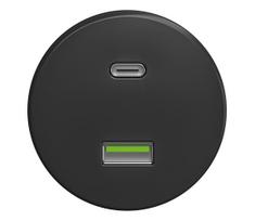 Kliklap - Retro USB lizdas A+C be rėmelio, antracito spalva